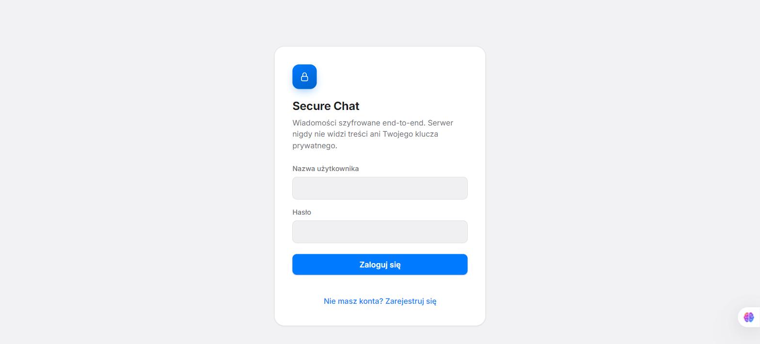 Ekran logowania Secure Chat